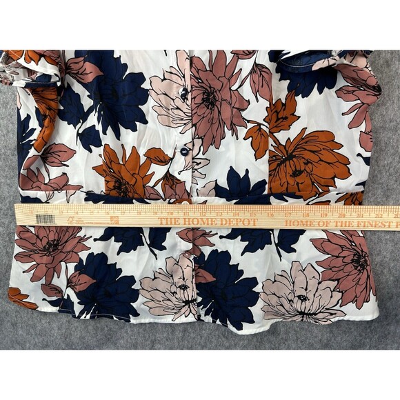 Liz Claiborne Blouse Women's 2XL Floral Button Up V-Neck Lightweight Casual Top - Picture 6 of 8